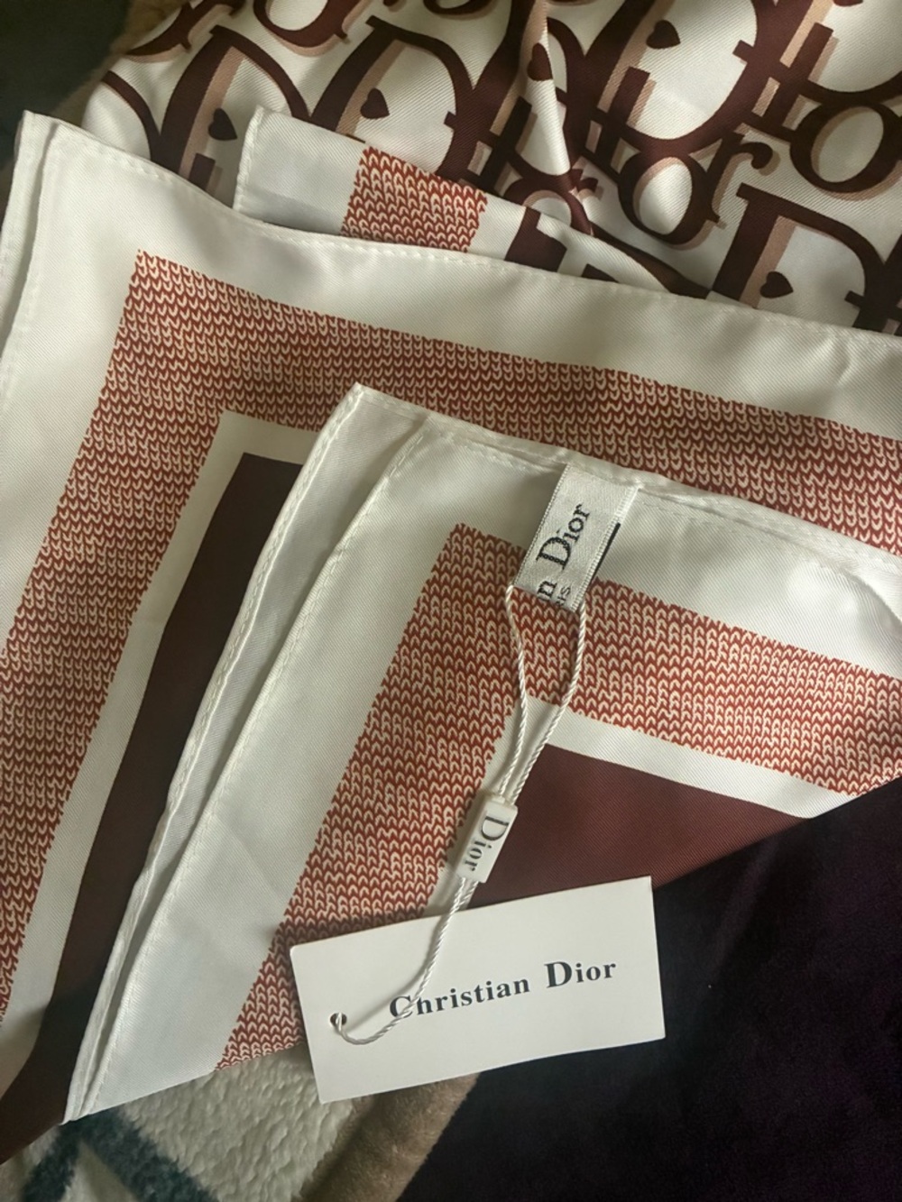 Christian Dior 100% Silk Oblique Large 50”X50”Square Scarf NWT Gift Ready w/ Box - Picture 4 of 4